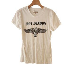 BOY London T-shirt White Embellished Rhinestones USA Made Cotton Womens XL